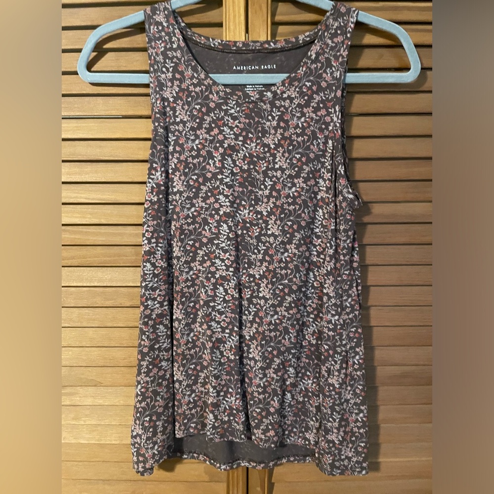 American Eagle Soft and Sexy Brown Floral Tank Top Size XS